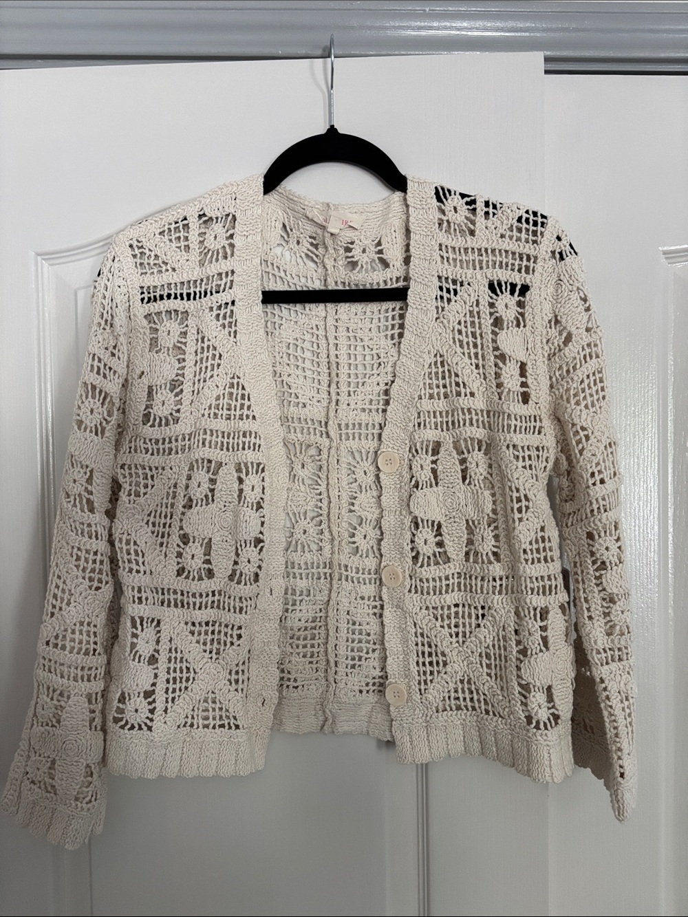 2 for $10
Cream Crochet Openwork Button-Front Women’s Cardigan Sweater